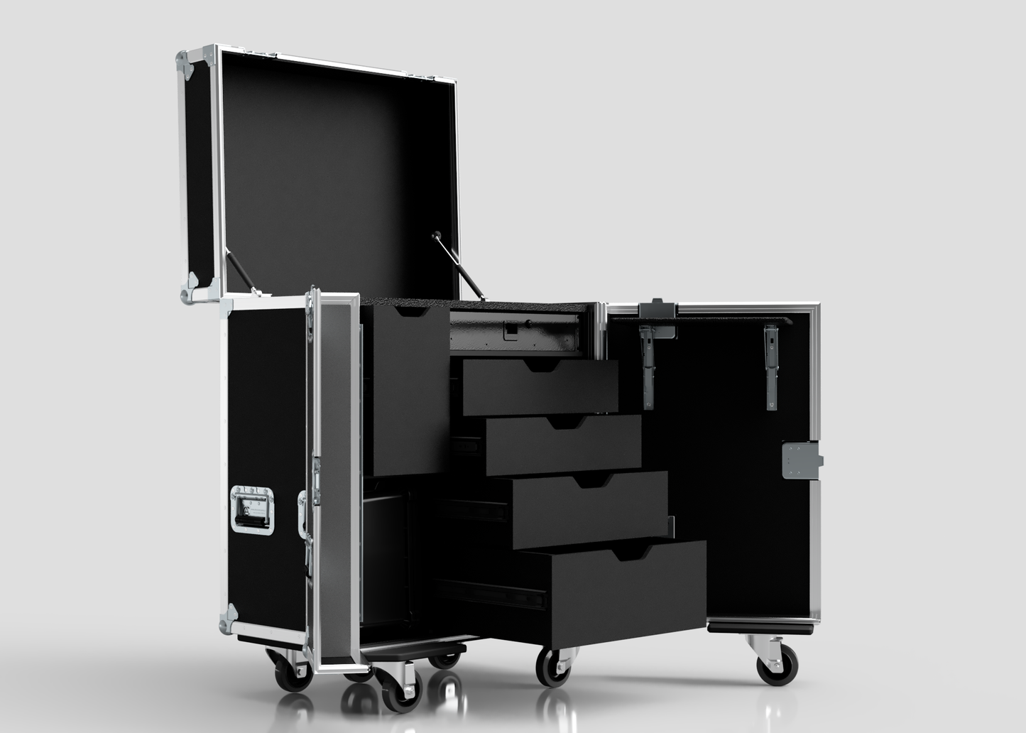 Backline Workbox Case With 5 drawers Plus 2U Rack Drawer